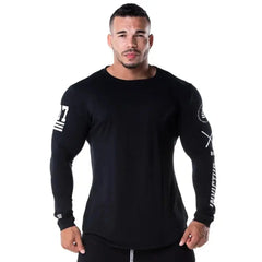 Men Bodybuilding Long Sleeve Shirt Male Casual Fashion Skinny T-Shirt Gym