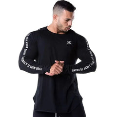 Men Bodybuilding Long Sleeve Shirt Male Casual Fashion Skinny T-Shirt Gym