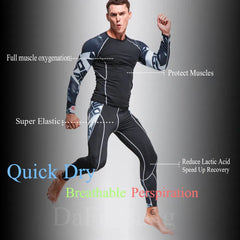 Gym New Men's Compression Set Running Tights Workout Fitness Kit