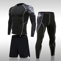 Gym New Men's Compression Set Running Tights Workout Fitness Kit