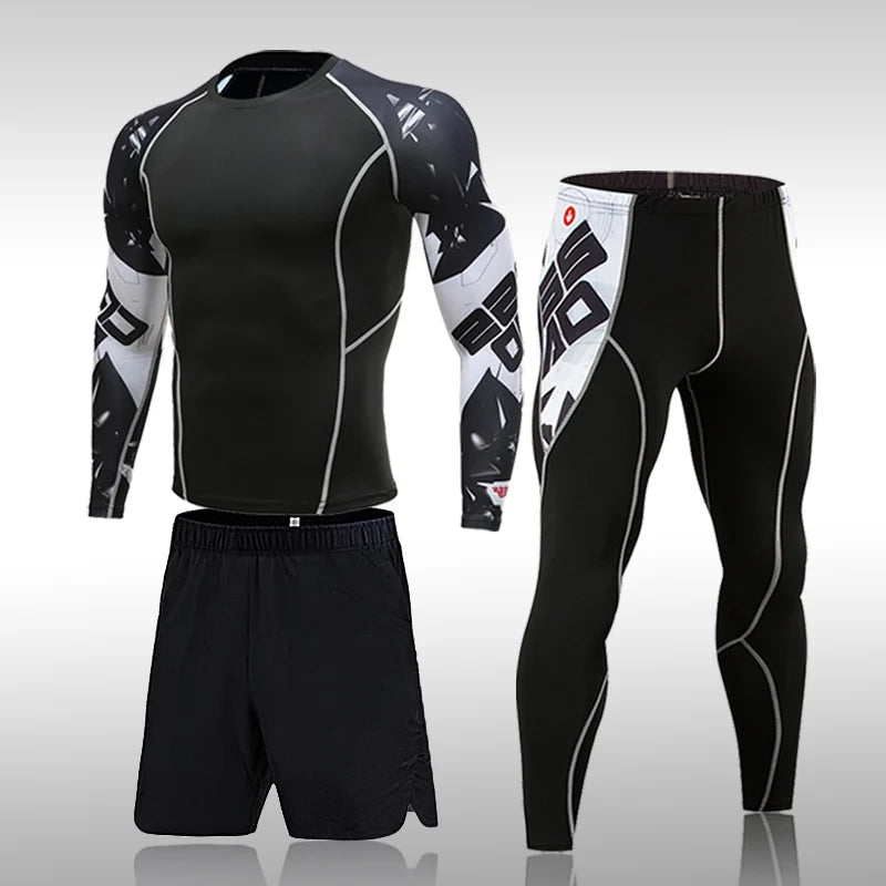 Gym New Men's Compression Set Running Tights Workout Fitness Kit