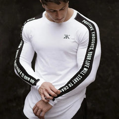 Men Bodybuilding Long Sleeve Shirt Male Casual Fashion Skinny T-Shirt Gym