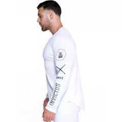 Men Bodybuilding Long Sleeve Shirt Male Casual Fashion Skinny T-Shirt Gym