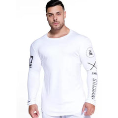 Men Bodybuilding Long Sleeve Shirt Male Casual Fashion Skinny T-Shirt Gym