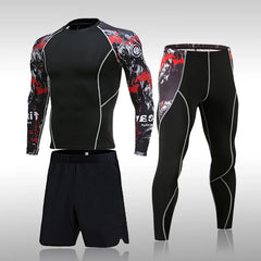 Gym New Men's Compression Set Running Tights Workout Fitness Kit