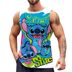 Disney Stitch Pattern Men's Tank Top Street Casual Fashion 3D Printed Pants