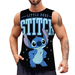 Disney Stitch Pattern Men's Tank Top Street Casual Fashion 3D Printed Pants