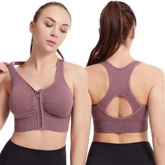 Women's sports bra fitness top front zipper design sports vest fashionable bra