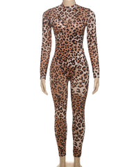 Weird Puss Leopard Print Jumpsuit Women Sexy