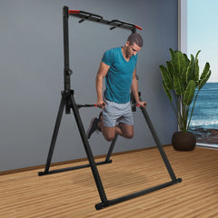 Power Tower Dip Station Adjustable Height Pull Up & Dip Station