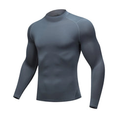 Autumn New Sports Shirt Men High Neck Compression Shirt Long Sleeved