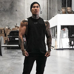 Men's Brand Summer Gym Cotton Tank Top Sleeveless Shirt Man Clothing