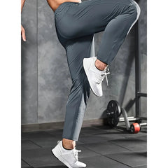 Men's Fitness Pants Zippered Pockets Stretch Sports Pants Jogger Man