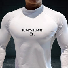 Autumn New Sports Shirt Men High Neck Compression Shirt Long Sleeved