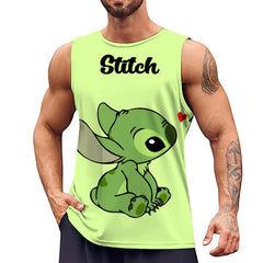 Disney Stitch Pattern Men's Tank Top Street Casual Fashion 3D Printed Pants