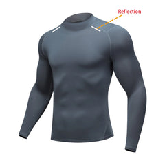 Autumn New Sports Shirt Men High Neck Compression Shirt Long Sleeved