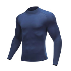 Autumn New Sports Shirt Men High Neck Compression Shirt Long Sleeved