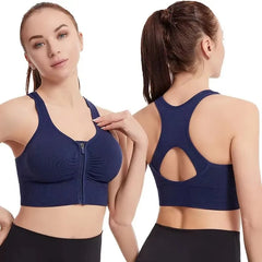 Women's sports bra fitness top front zipper design sports vest fashionable bra