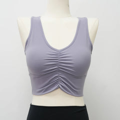 Solid Color Sports Bra Seamless Women Clothes Halter Yoga Bra Backless Gym