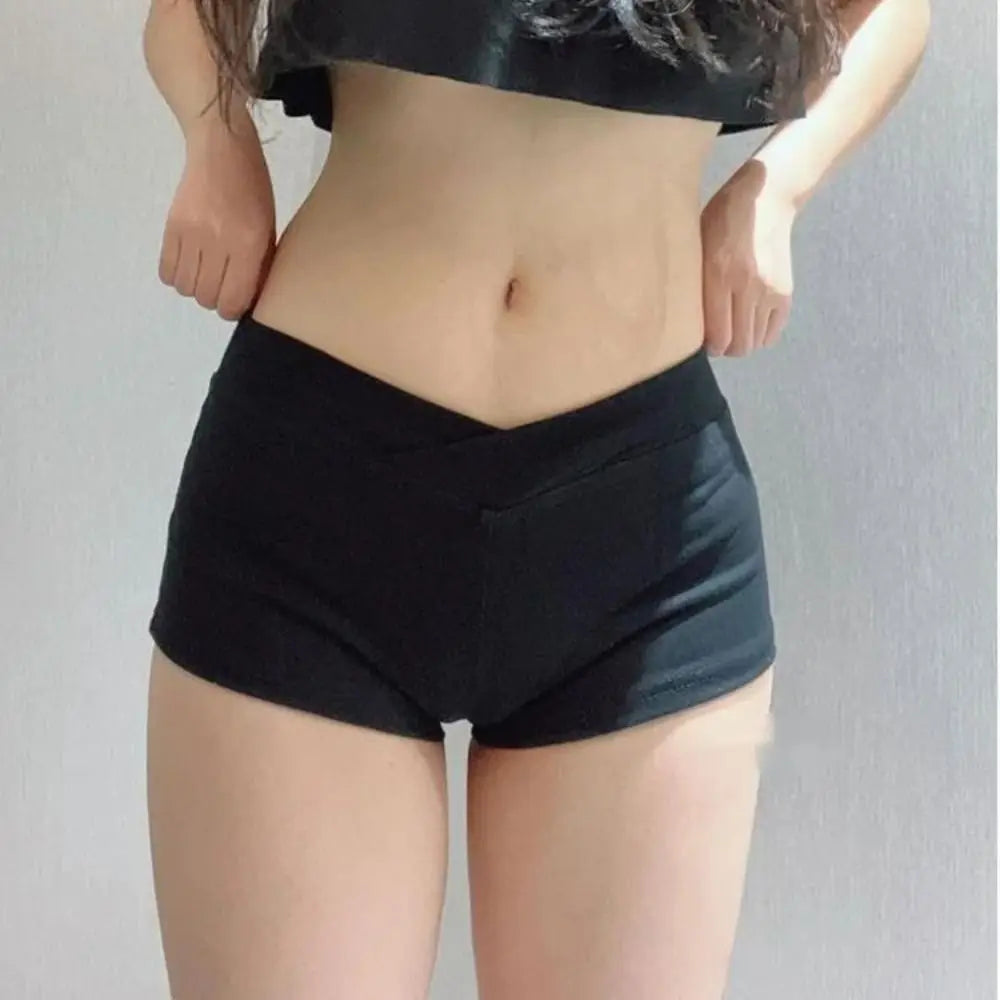 Ultra Short Sports Shorts Black Ballet Pants Tight Low Waist Shorts