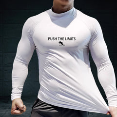 Autumn New Sports Shirt Men High Neck Compression Shirt Long Sleeved