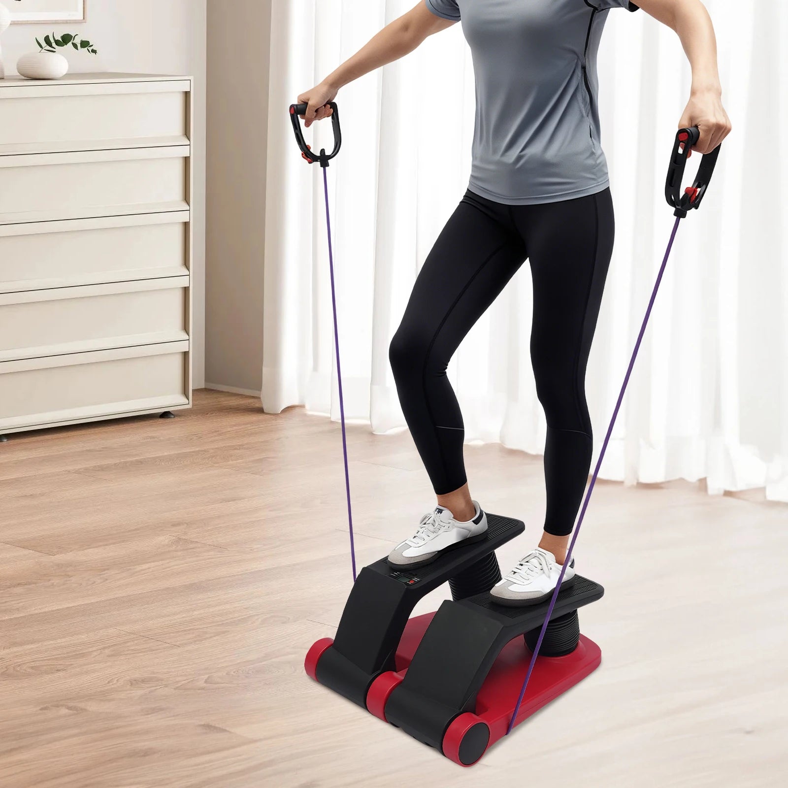 Twist Stepper for Exercise Red/Gold Stair Stepper with Resistance Bands