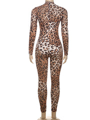 Weird Puss Leopard Print Jumpsuit Women Sexy