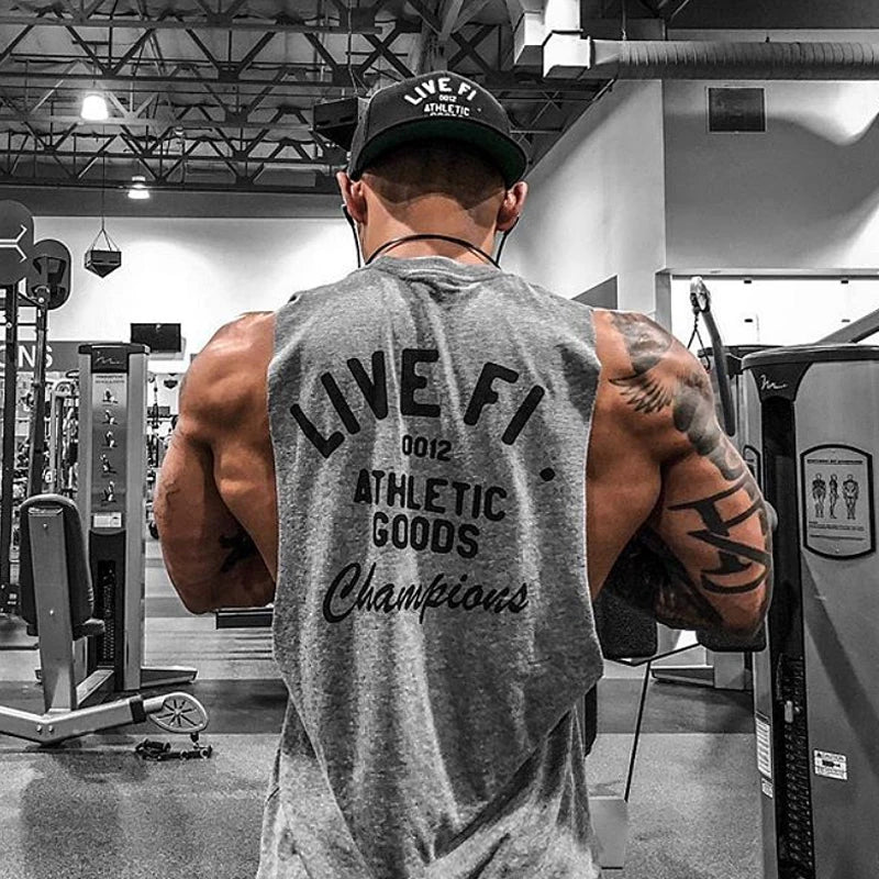 Mens Cotton Bodybuilding Undershirt Tank Tops Gym Fitness Sleeveless Shirt
