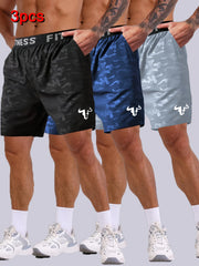 Men's  Bull Print Sports Shorts 3-Piece Set