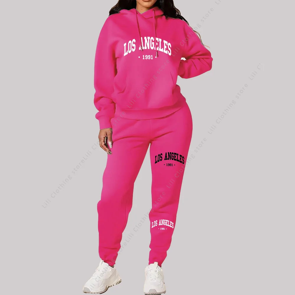 Women Sets Hoodies Pants 2 Piece Outfits Aesthetic Sportswear Sweatsuit