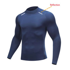 Autumn New Sports Shirt Men High Neck Compression Shirt Long Sleeved