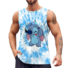 Disney Stitch Pattern Men's Tank Top Street Casual Fashion 3D Printed Pants