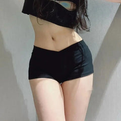 Ultra Short Sports Shorts Black Ballet Pants Tight Low Waist Shorts