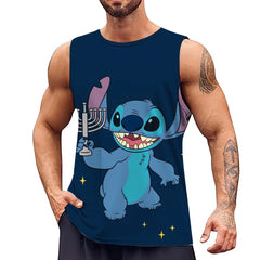 Disney Stitch Pattern Men's Tank Top Street Casual Fashion 3D Printed Pants