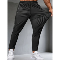 Men's Fitness Pants Zippered Pockets Stretch Sports Pants Jogger Man